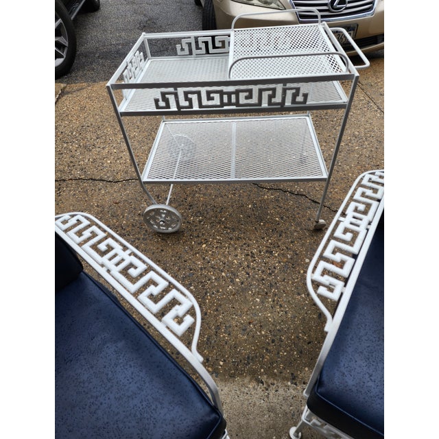6-Piece Vintage Faux Bamboo Greek Key Outdoor Patio Set For Sale - Image 13 of 18