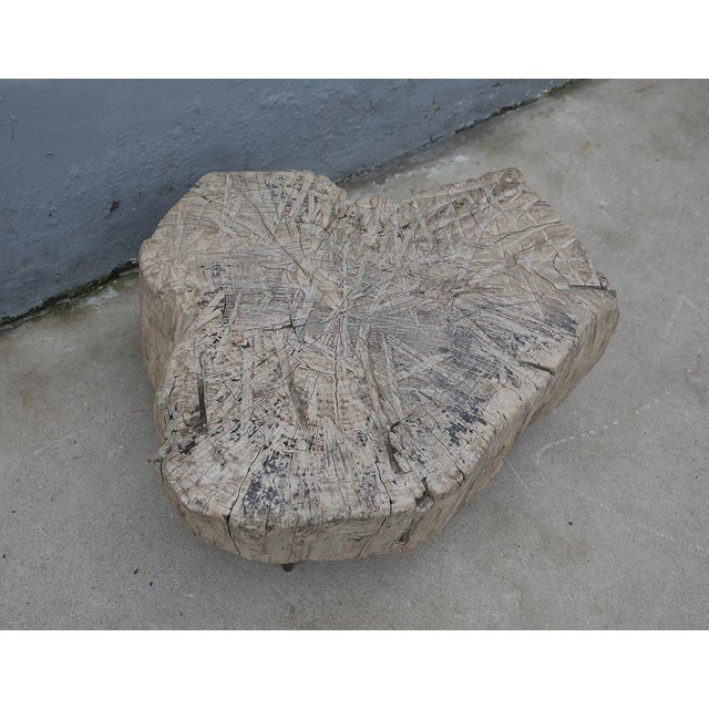 Contemporary Rustic Elm Organic Slab Coffee Table on Iron Legs For Sale - Image 3 of 3