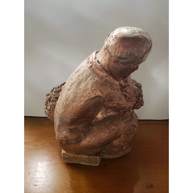 Mid 20th Century Native American Girl Gilded Chalkware & Concrete Sculpture For Sale In New Orleans - Image 6 of 8