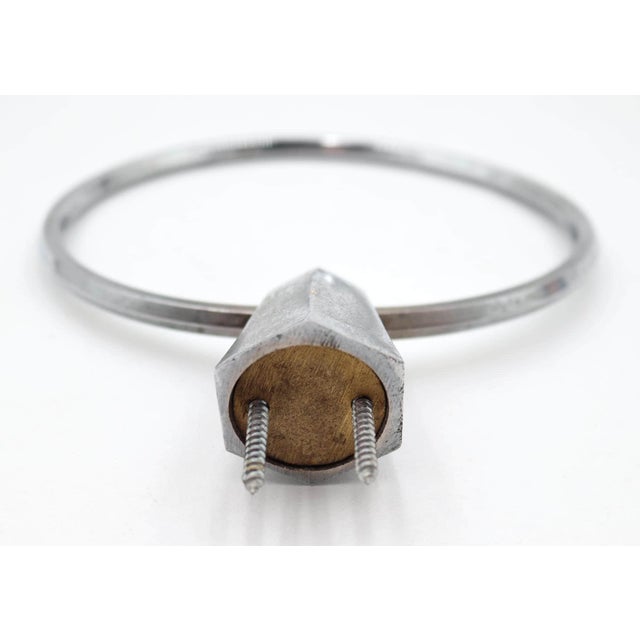 Late 20th Century Vintage Nickel Plated Brass Bathroom Towel Ring For Sale - Image 5 of 5
