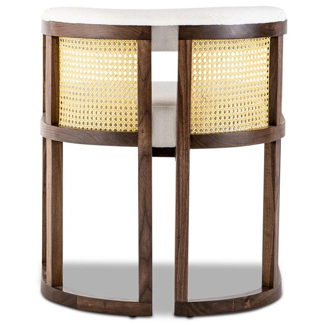 Livingstone Walnut and Rattan and Brass Dining Chair by Egg Designs For Sale - Image 4 of 11