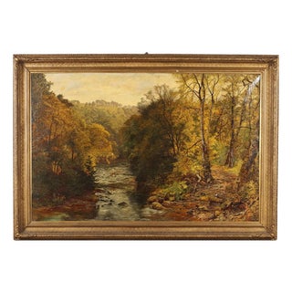 Wooden Landscape, 19th Century, Oil on Canvas, Framed For Sale