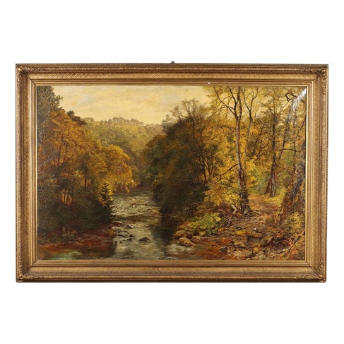 Wooden Landscape, 19th Century, Oil on Canvas, Framed For Sale