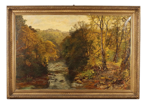 Wooden Landscape, 19th Century, Oil on Canvas, Framed