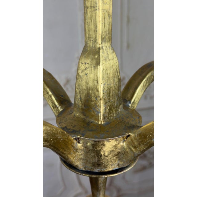 Gilt Gold Metal Leaf Chandelier by Miamar Home - Pair For Sale - Image 12 of 15