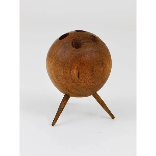 Walnut Ball Tripod Candleholder, Austria, 1950s For Sale - Image 3 of 10