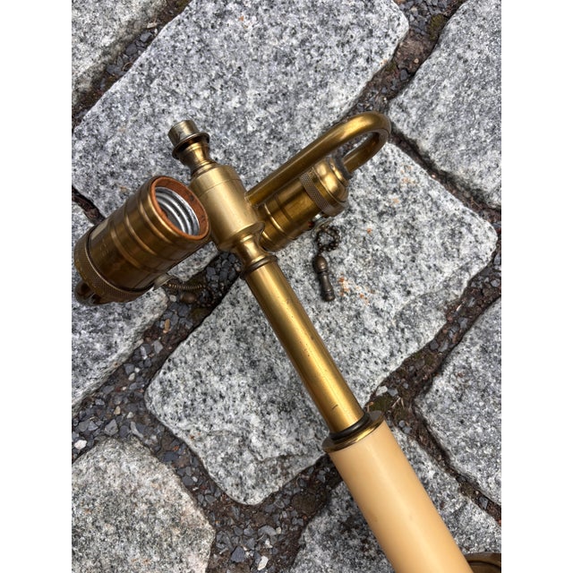 Metal Vintage Neoclassical Brass and Patinated Column Table Lamp by Wildwood For Sale - Image 7 of 9