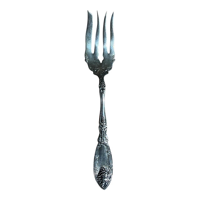 Antique Silver-Plate Art Nouveau "La Vigne" Decorative Meat Serving Fork -1908 For Sale