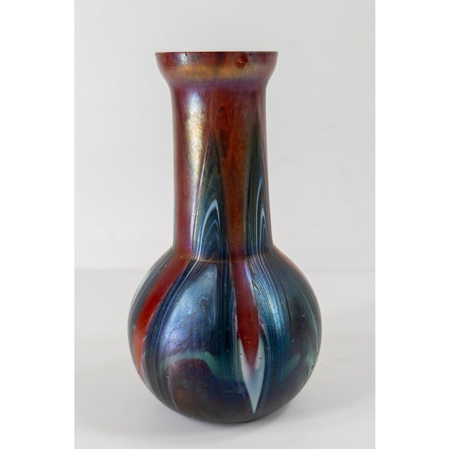 Art Nouveau Early 20th Century Bohemian Loetz Style Art Glass Vase For Sale - Image 3 of 10