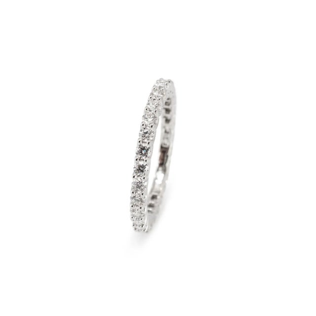 Ladies 18k White Gold U Prong Set 0.90ct Diamond Full Eternity Wedding Band Ring, Size 6.5 For Sale - Image 4 of 7