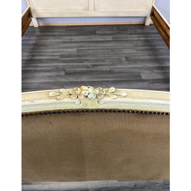 Vintage French Shabby Chic Upholstered King Size Bed Frame For Sale - Image 10 of 14