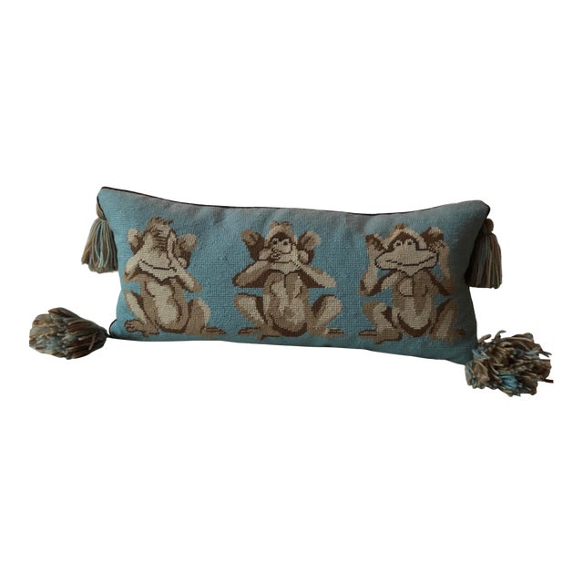 Tory Burch Monkey See Needlepoint Lumbar Pillow Chairish