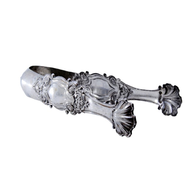 Silver Ice Tongs with Reliefs and Application on the Stem For Sale - Image 9 of 9