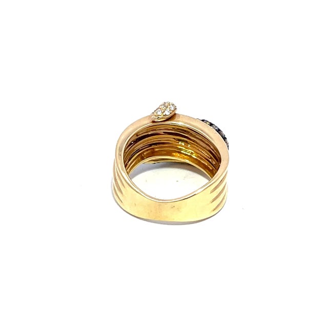 Le Vian 14k Yellow Gold Double Snake Head Diamond Ring, Size 6.5 For Sale - Image 4 of 10