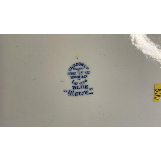 English Antique Cauldon 'Blue Moore' Oval Platter For Sale - Image 3 of 4