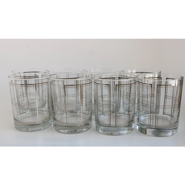 Georges Briard Platinum Windowpane Double Old Fashion Glasses - Set of 8 For Sale In Madison - Image 6 of 8