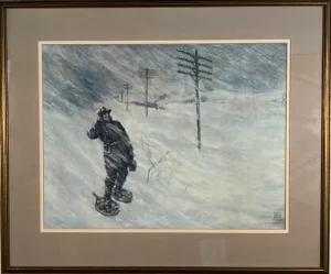 “Neither Snow Nor Rain Nor Heat Nor Gloom of Night” – Howard Giles Print (Early 20th Century)