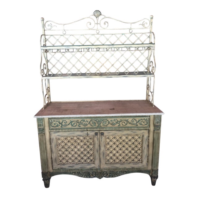 Contemporary Wrought Iron Glass Hutch Chairish
