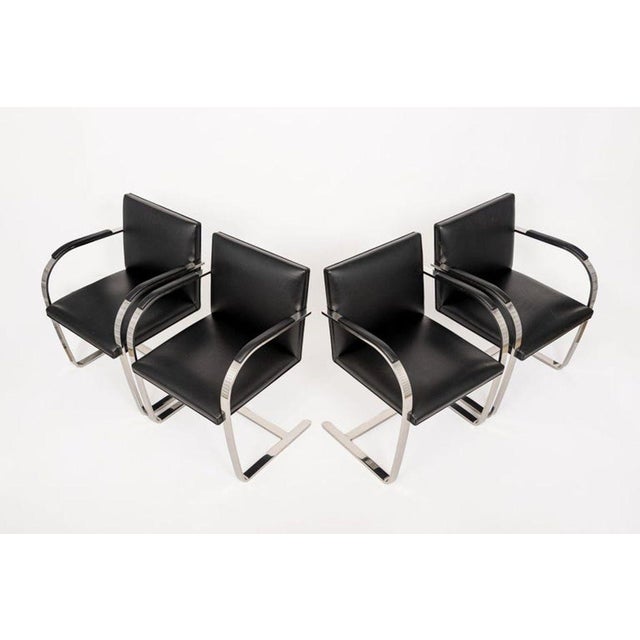 Mid-Century Modern Mid Century Black Brno Chairs by Mies Van Der Rohe for Knoll Set of 4 For Sale - Image 3 of 13