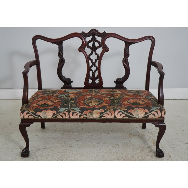 Age: C.1900-1910 Details: Dolphin Carved Back Fine Carved Details High Quality Construction Professionally Reupholstered...