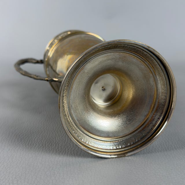 Vintage Triptych Vases with Amphora Silver Brass and Floral Embossment Roses, 1930s, Set of 2 For Sale - Image 4 of 9
