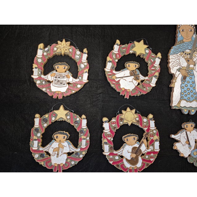 These vintage holiday decorations are ceramic angel ornaments handmade by the Benedictine monks at St. Andrew's Abbey in...