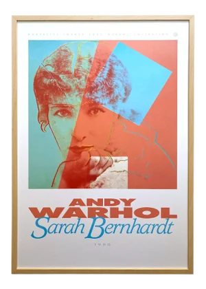 Andy Warhol Estate Vintage 1990 1st Edtn Lithograph Print Large Framed Pop Art Poster " Sarah Bernhardt " 1980