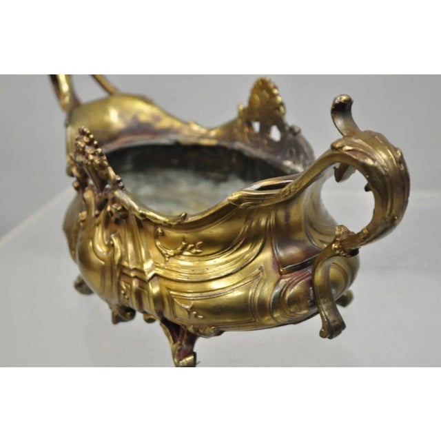 Early 20th Century Early 20th Century French Art Nouveau Louis XV Gold Spelter Metal Planter Jardiniere Centerpiece For Sale - Image 5 of 12