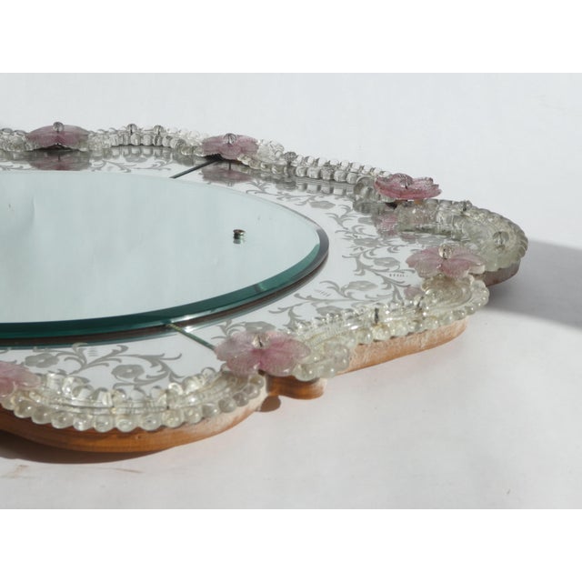 Mid-Century Modern Venetian Mirror with Etched Floral Details, 1960s For Sale - Image 6 of 12