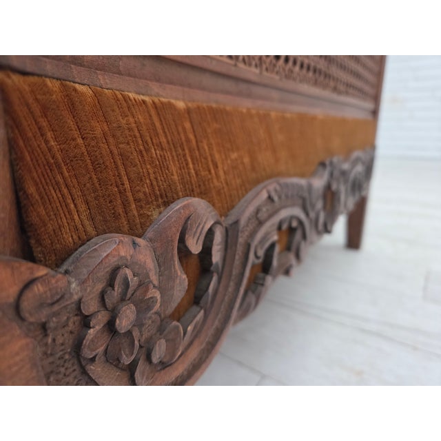 1930s Danish Armchair in Velour and Carved Ash, 1930s For Sale - Image 5 of 18