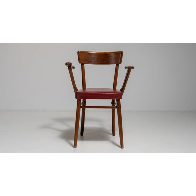 19th Century 19th Century France Mid-century Modern Red Wood Lounge Chair For Sale - Image 5 of 11