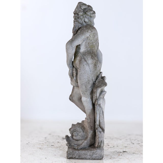 Stone Limestone Garden Figure of Standing Neptune or Poseidon, Denmark Circa 1930–50 For Sale - Image 7 of 11