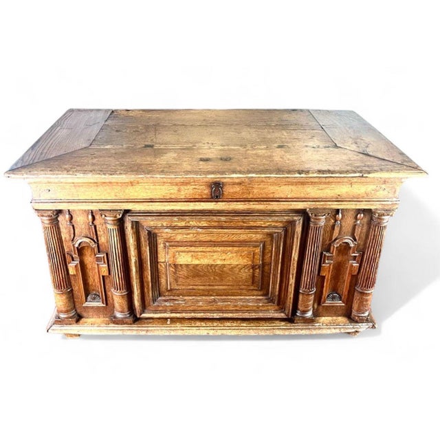 17th Century Henri IV Renaissance French Chest Desk in Carved Wood, France For Sale - Image 12 of 13