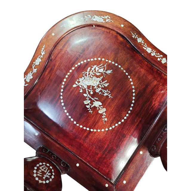 Mid 20th Century Ming Style Chinese Mother of Pearl Inlay Corner Chairs - A Pair For Sale In Atlanta - Image 6 of 7