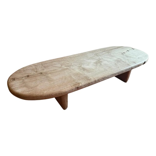 Andrianna Shamaris Mid Century Couture Teak Wood Oval Coffee Table For Sale