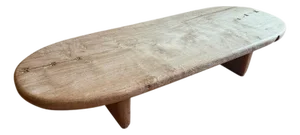 Andrianna Shamaris Mid Century Couture Teak Wood Oval Coffee Table