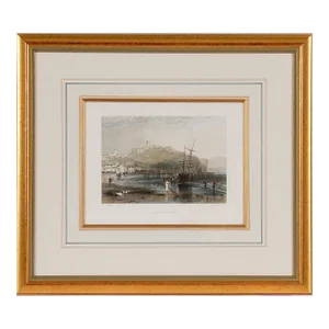 A View of Scarborough, England: A Framed 19th C. Engraving After J. M. W. Turner, 1859