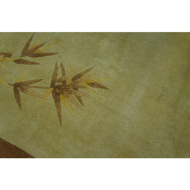 1920s Ivory Foliate Modern Antique Chinese Art Deco Rug 9' X 11'6" Hand Knotted Wool Carpet For Sale - Image 4 of 6