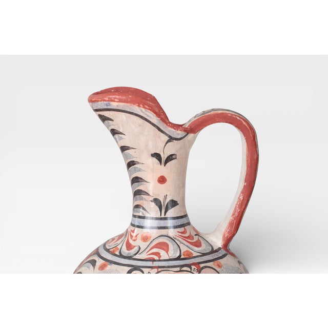 1970s 1970s Mexican Tonalá Pottery Pitcher With Haindpainted Floral Motifs For Sale - Image 5 of 15