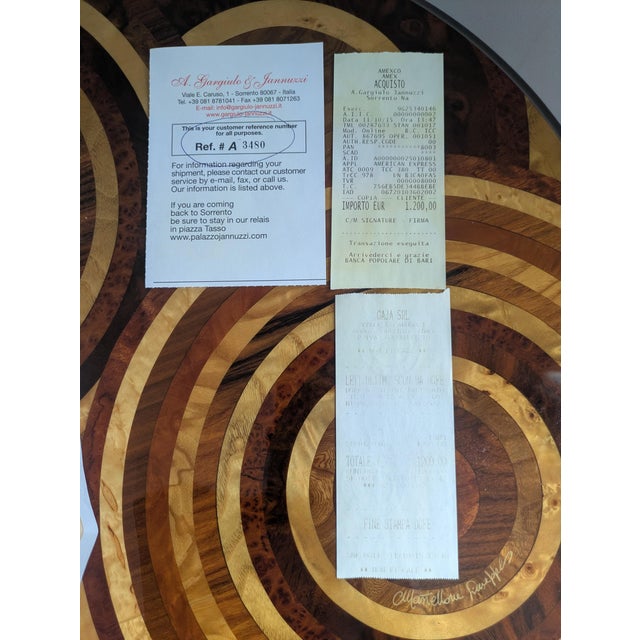 Signed Giuseppe Mastellone Italian Multi-Wood Marquetry Inlaid Two-Tier Side Table For Sale - Image 12 of 13