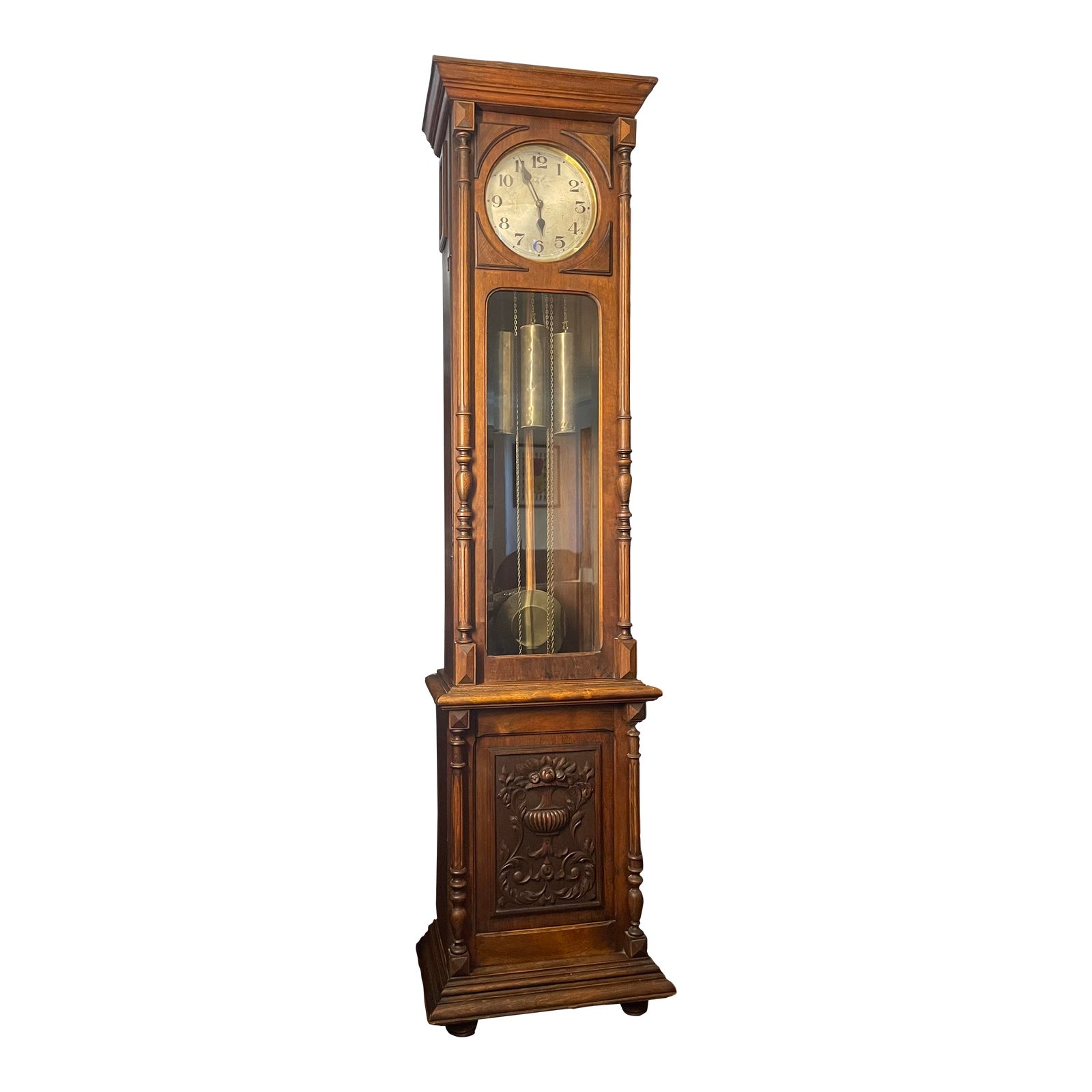 Early 1900s Gustav Becker Grandfather Clock With Quarter Strike Chimes