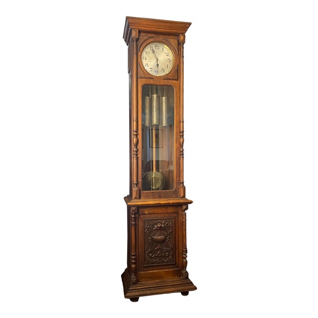 Early 1900s Gustav Becker Grandfather Clock With Quarter Strike Chimes
