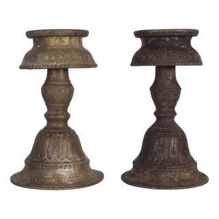 Traditional Bronze Ghee Lamps, Nepal, Set of 2 For Sale