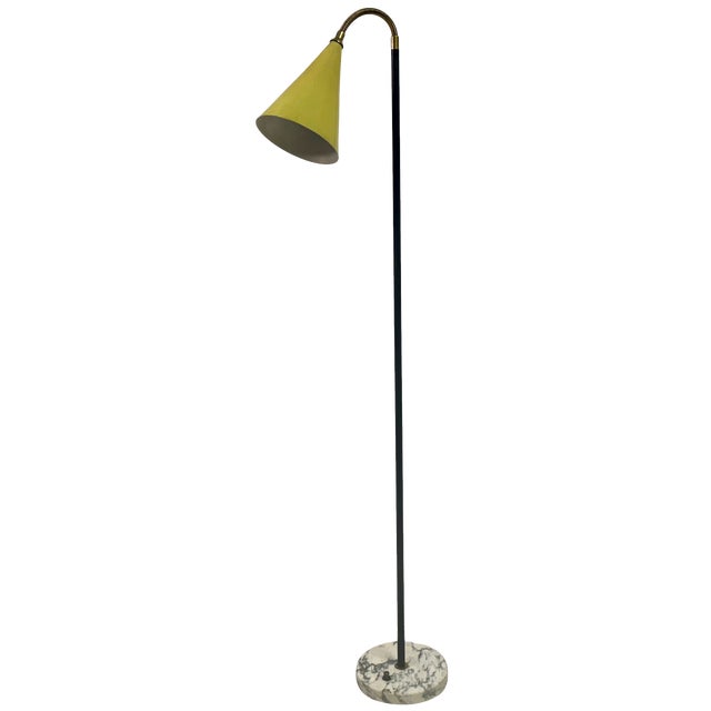 Italian Floor Lamp with Marble Base, 1960s For Sale