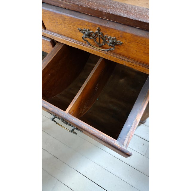 Brown 19th Century Marble Top Possum Belly Copper Lined Bins Kitchen Bakers Cabinet For Sale - Image 8 of 18