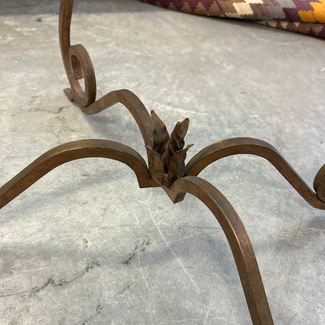 Gilt Metal and Custom 3/4 Inch Notched Glass Side/ Cocktail Tables a Pair For Sale In Miami - Image 6 of 10