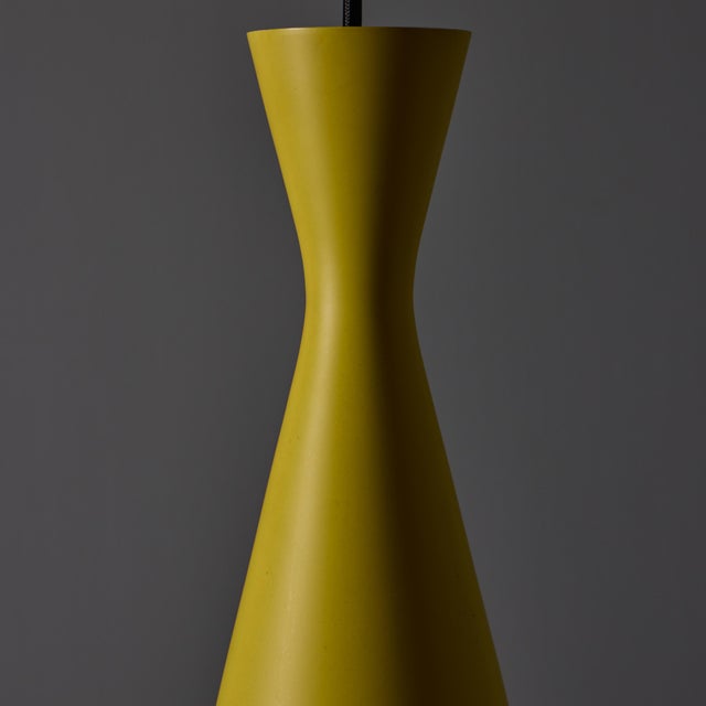 1970s Yellow Metal Diabolo Pendant Lamp Attributed to Stilnovo For Sale - Image 10 of 12