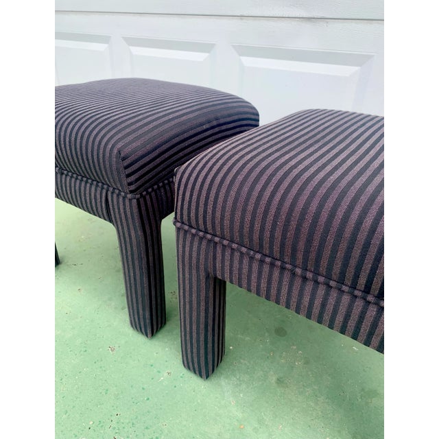 1960s Mid Century Modern Black Striped Parsons Stools in the Style of Mylo Baughman- Set of 2 For Sale - Image 5 of 8