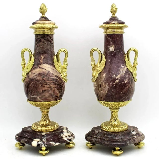 Napoleon III Vases in Golden Bronze and Marble, 19th Century, Set of 2 For Sale - Image 10 of 10