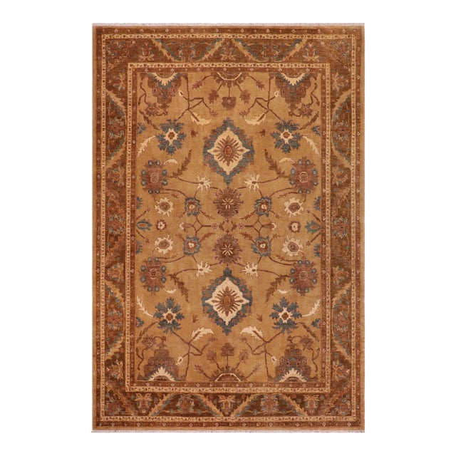 1980s Boho Chic Ziegler Brass Taupe Hand-Knotted Wool Rug - 9'0'' X 11'8'' For Sale